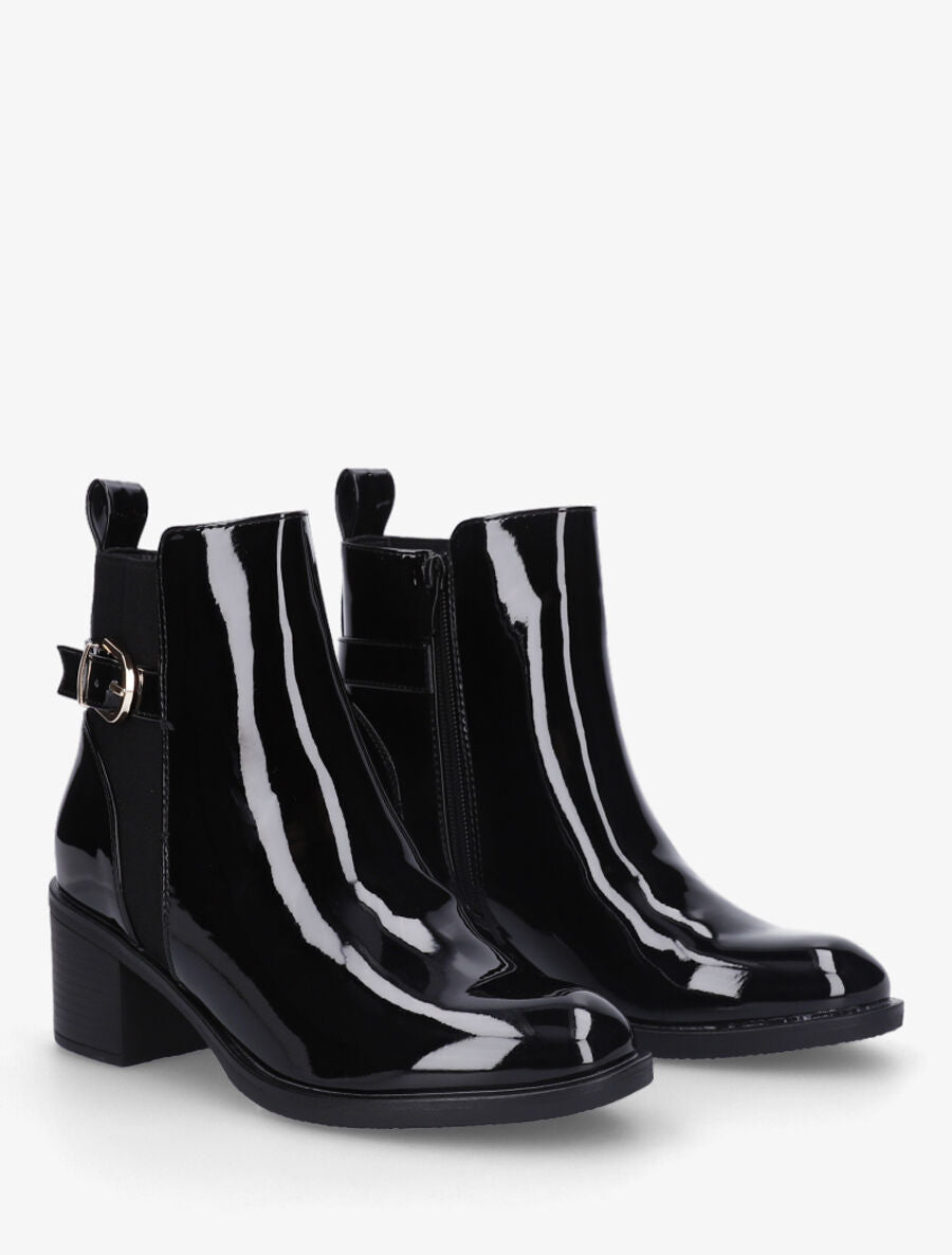 Bottines vernies à talon bloc - Noir - 4