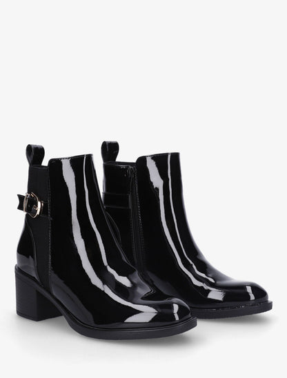 Bottines vernies à talon bloc - Noir - 4