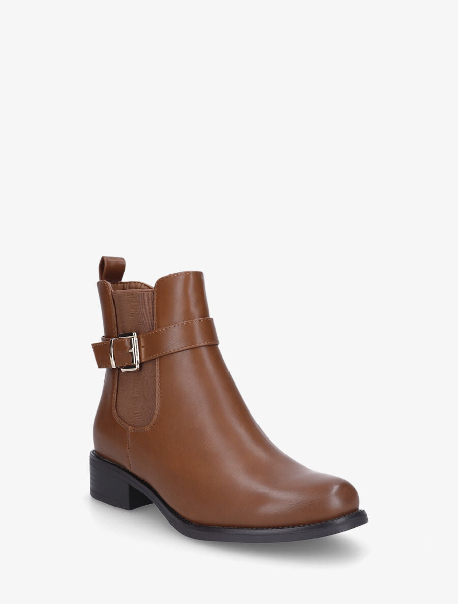 Bottines basiques en simili - Camel - 2