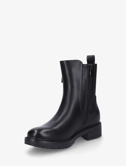 Bottines en simili à zip décoratif - Noir - 3