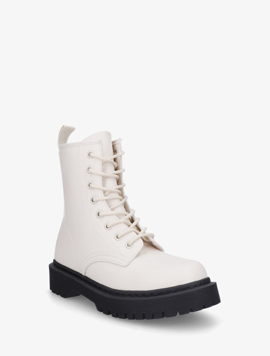 Bottines montantes à lacets - Beige - 2