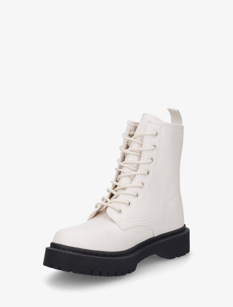 Bottines montantes à lacets - Beige - 3