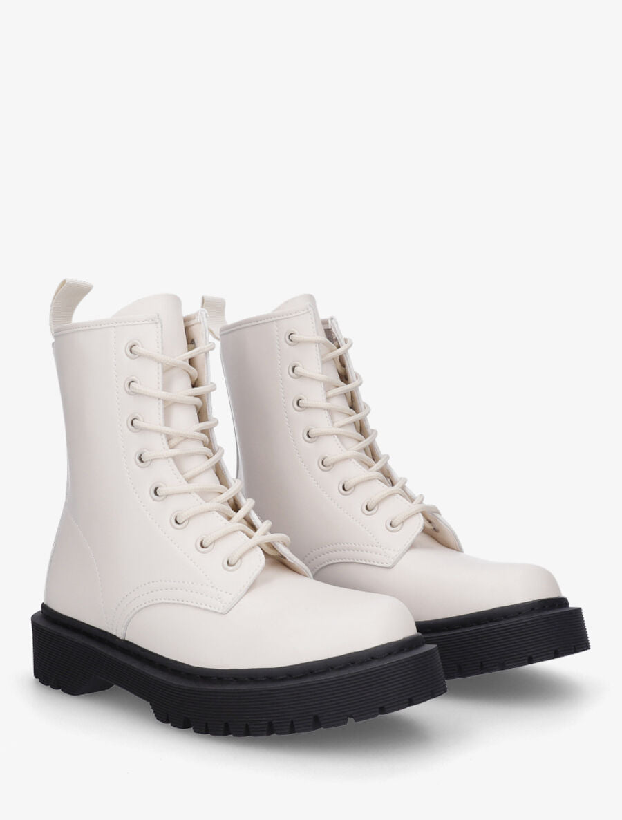 Bottines montantes à lacets - Beige - 4