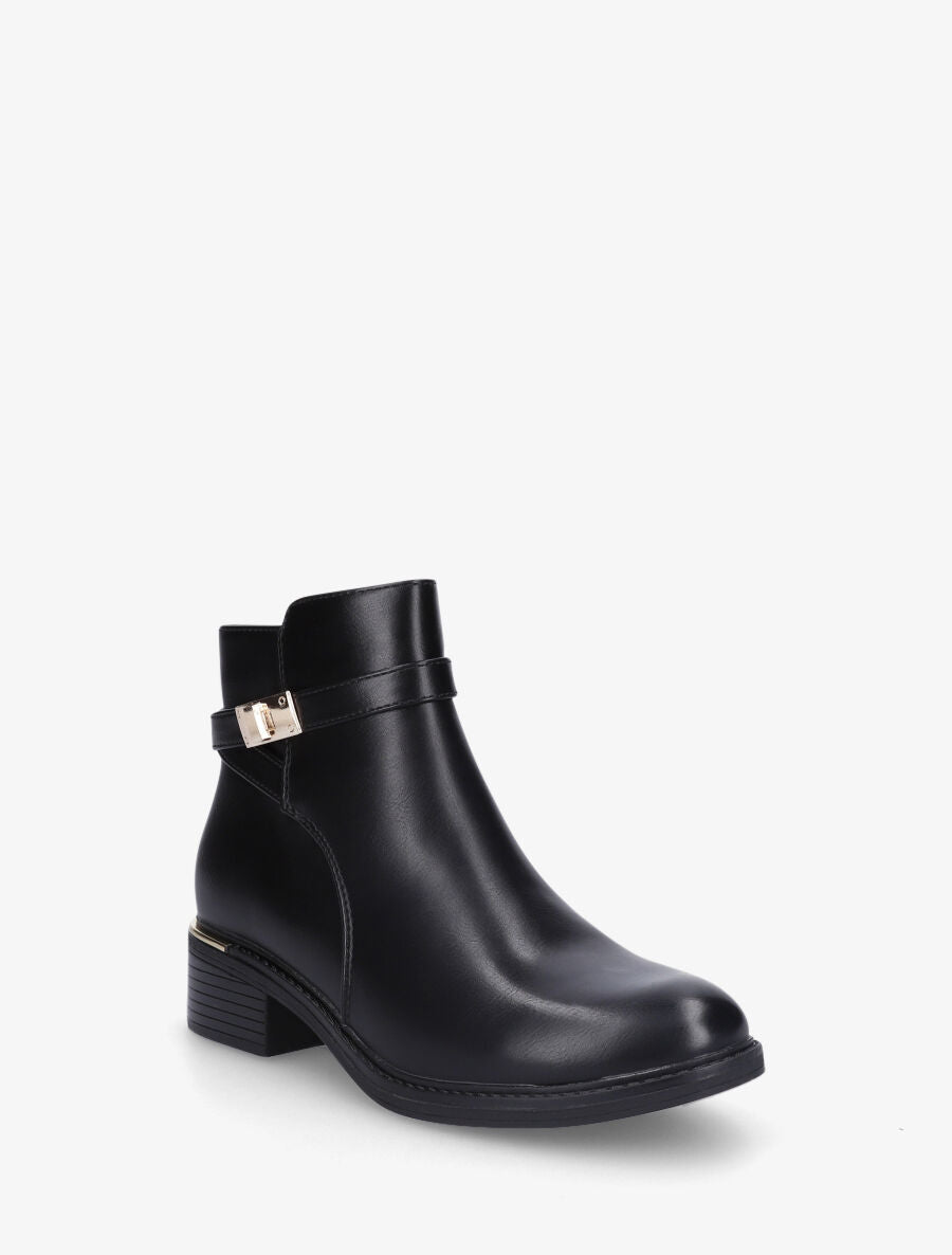 Bottines à empiècement métallique au talon - Noir - 2