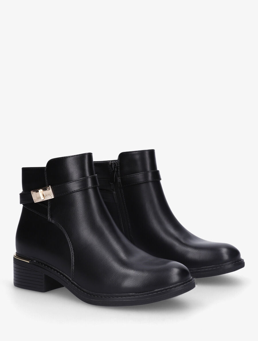 Bottines à empiècement métallique au talon - Noir - 4