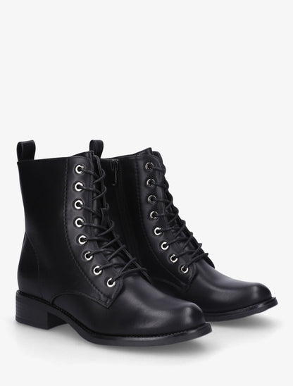 Bottines plates à lacets - Noir - 4