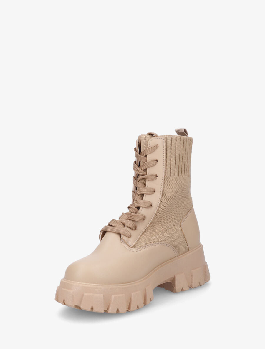Bottines montantes à lacets style chaussettes - Taupe - 3