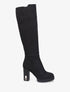 Bottes en suédine à empiècement au talon - Noir - 1