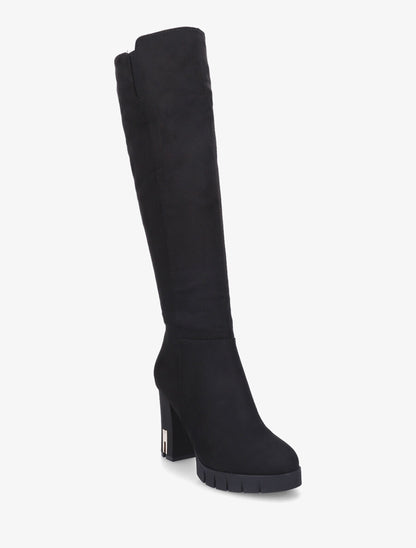 Bottes en suédine à empiècement au talon - Noir - 2