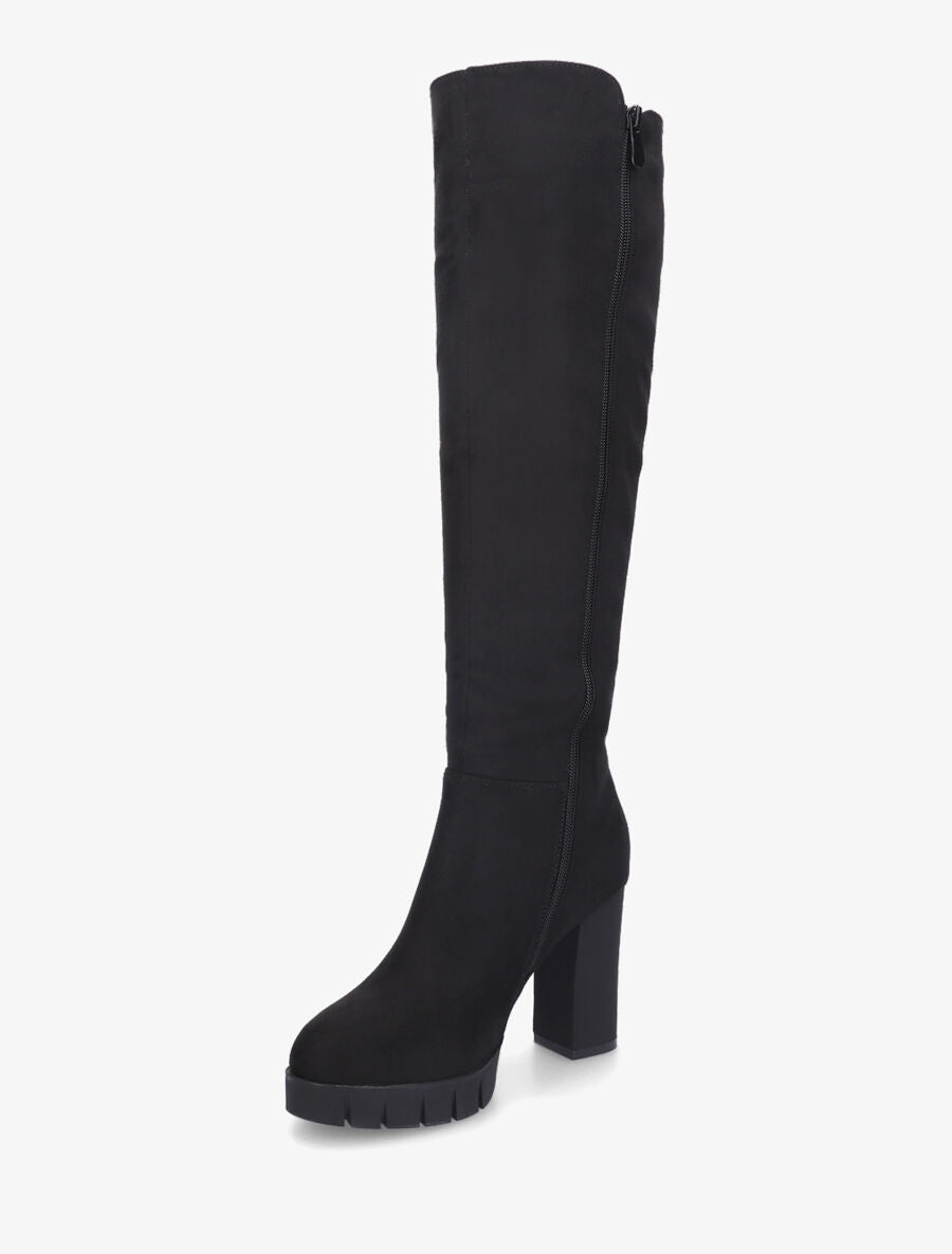 Bottes en suédine à empiècement au talon - Noir - 3