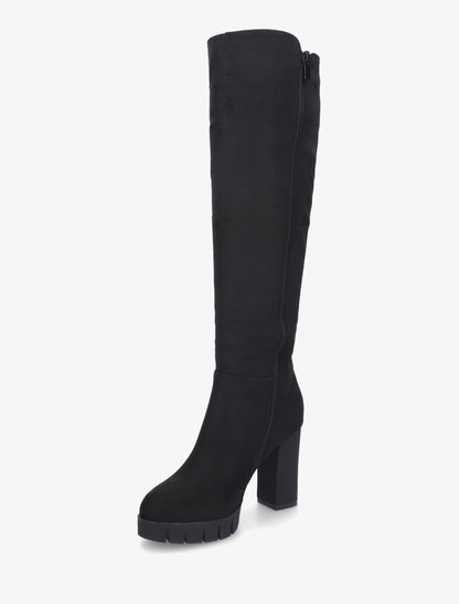 Bottes en suédine à empiècement au talon - Noir - 3