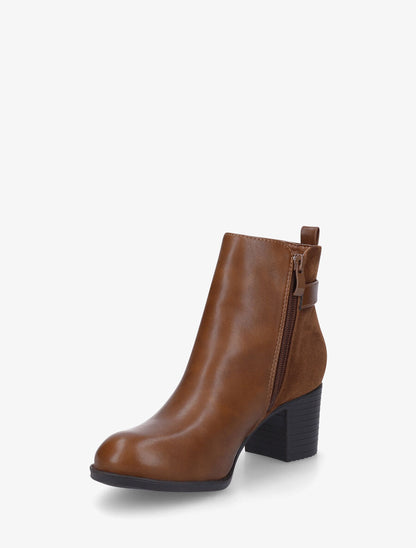 Bottines bi-matière à talon - Camel - 3