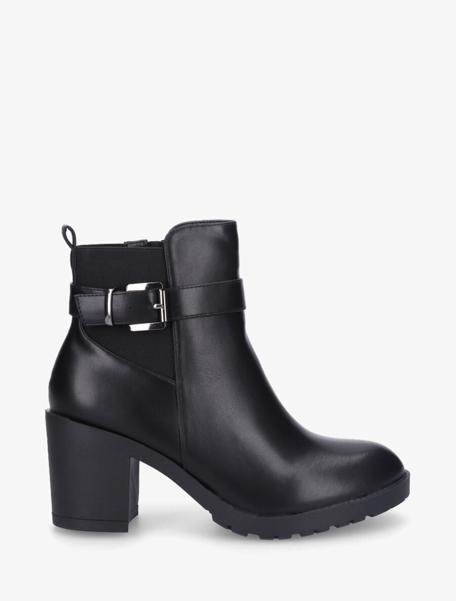 Bottines en simili à semelle crantée - Noir - 1