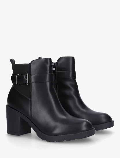 Bottines en simili à semelle crantée - Noir - 4