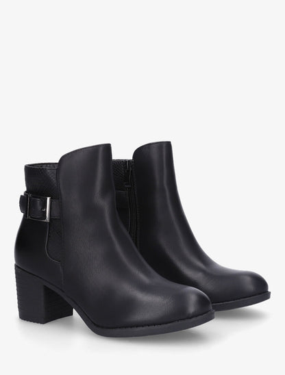 Bottines en simili à ceinturon et empiècement python - Noir - 4