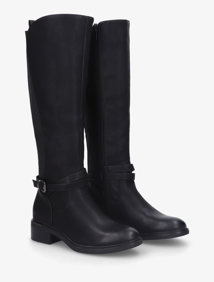 Bottes élastiquées à empiècement métallique au talon - Noir - 4