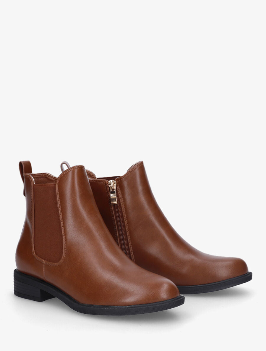 Bottines plates élastiquées - Camel - 4