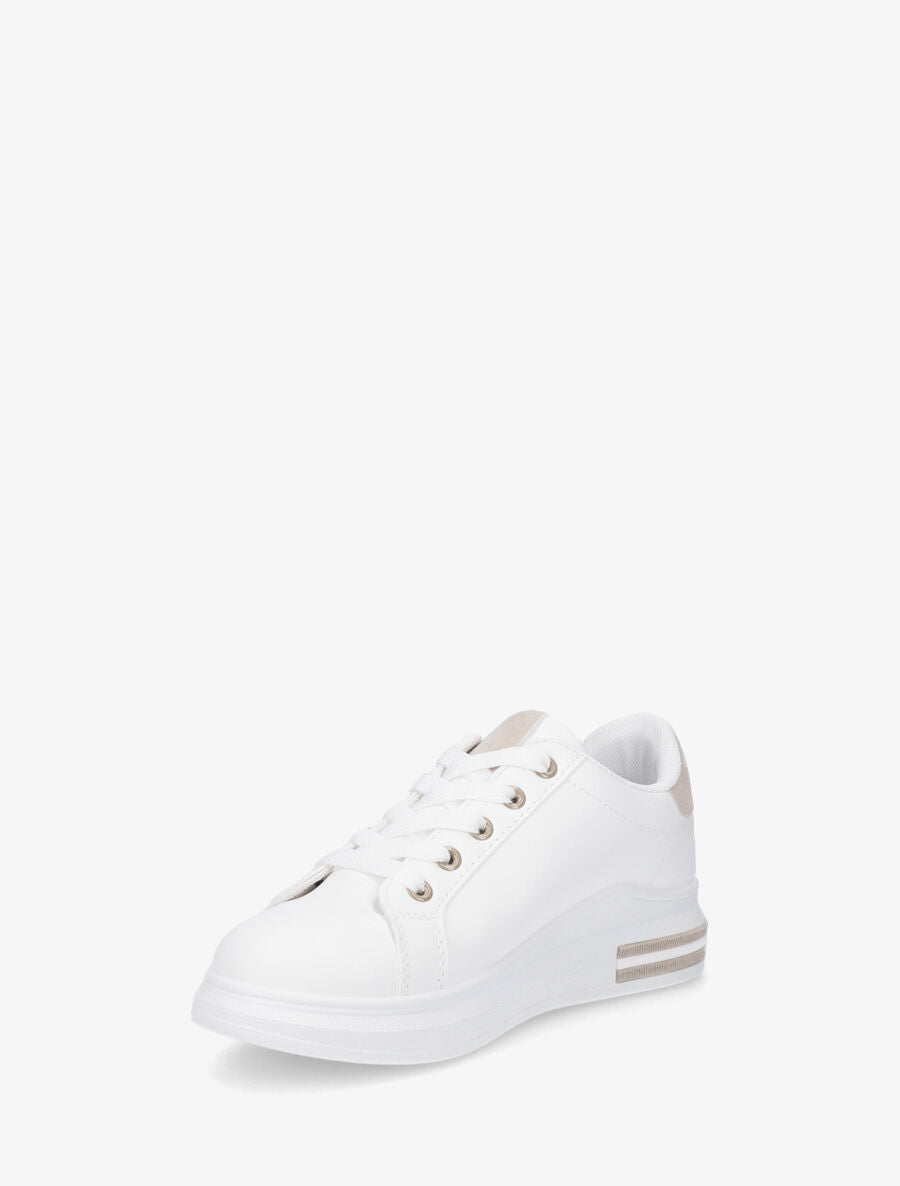 Baskets classiques en simili - Blanc/beige - 3