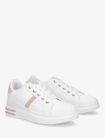 Baskets classiques en simili - Blanc/beige - 4
