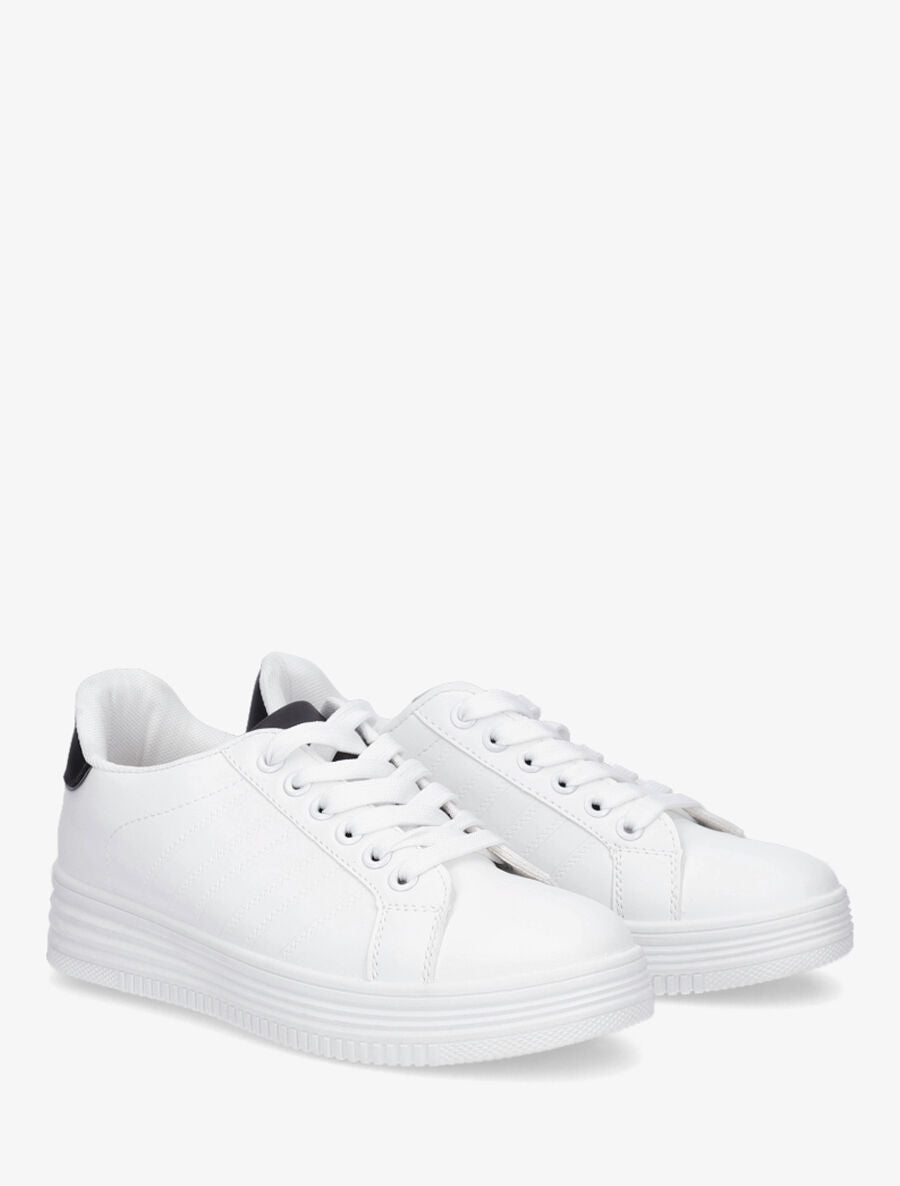 Sneakers à semelle texturée - Noir/blanc - 4