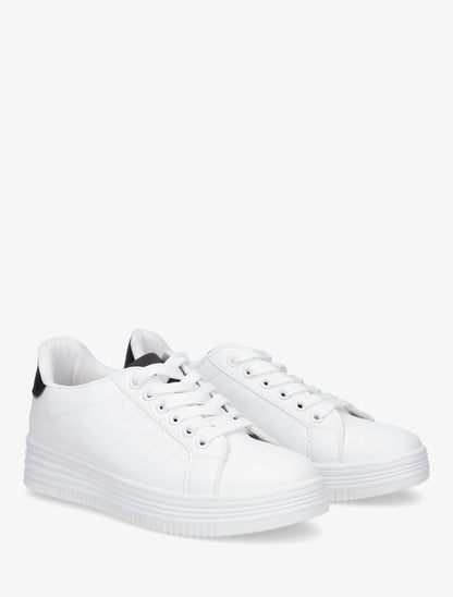 Sneakers à semelle texturée - Noir/blanc - 4