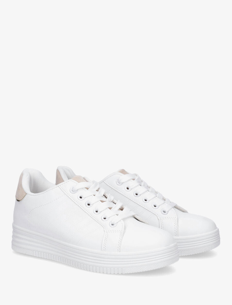 Sneakers à semelle texturée - Beige - 4
