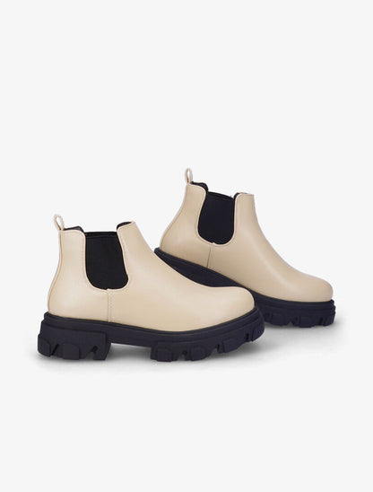Chelsea boots à semelles crantées - Beige - 4