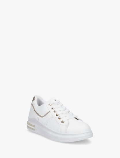 Sneakers à contrefort python - Or - 2