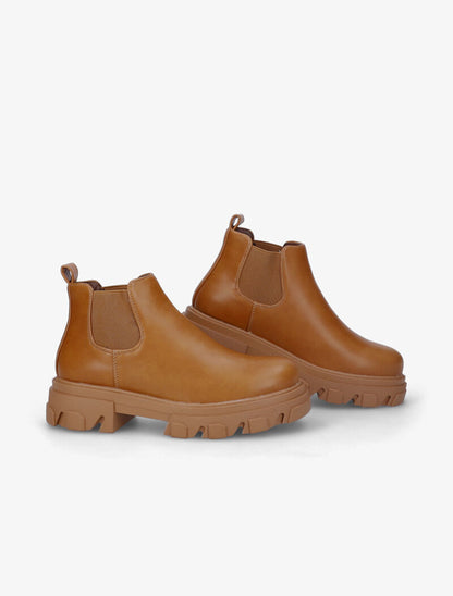 Chelsea boots à semelles crantées - Camel - 1
