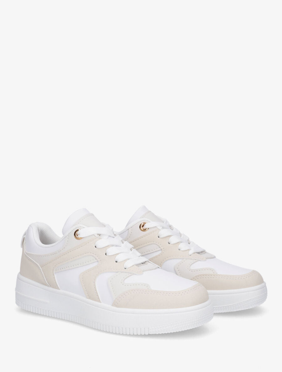 Sneakers classiques en simili - Beige - 4