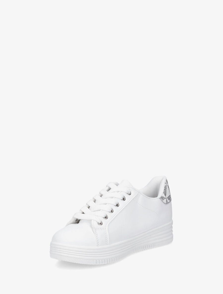 Sneakers en simili à bandes irisées et texturées - Blanc - 3