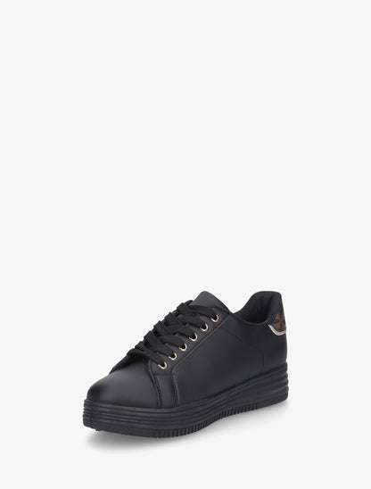 Sneakers en simili à bandes irisées et texturées - Noir - 3