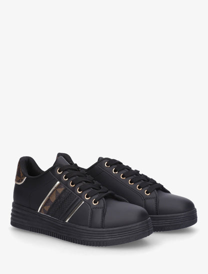 Sneakers en simili à bandes irisées et texturées - Noir - 4