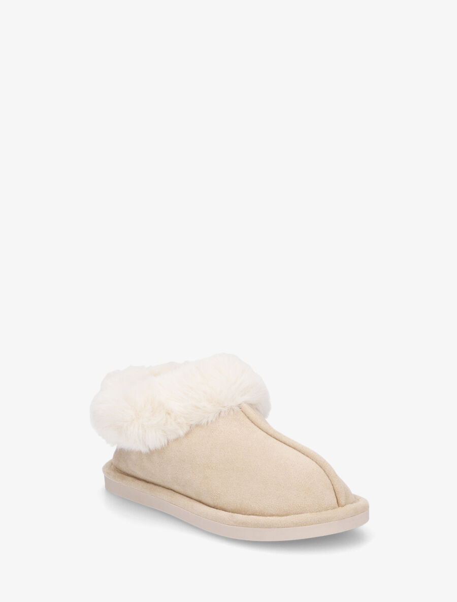 Low boots fourrée en suédine - Beige - 2