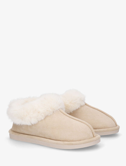 Low boots fourrée en suédine - Beige - 4