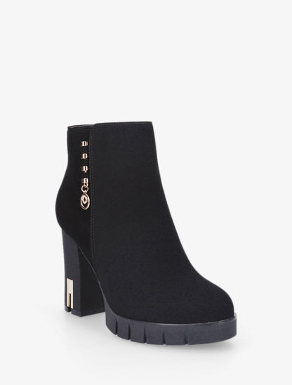 Bottines en simili à bijou - Noir - 2