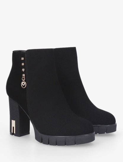 Bottines en simili à bijou - Noir - 4