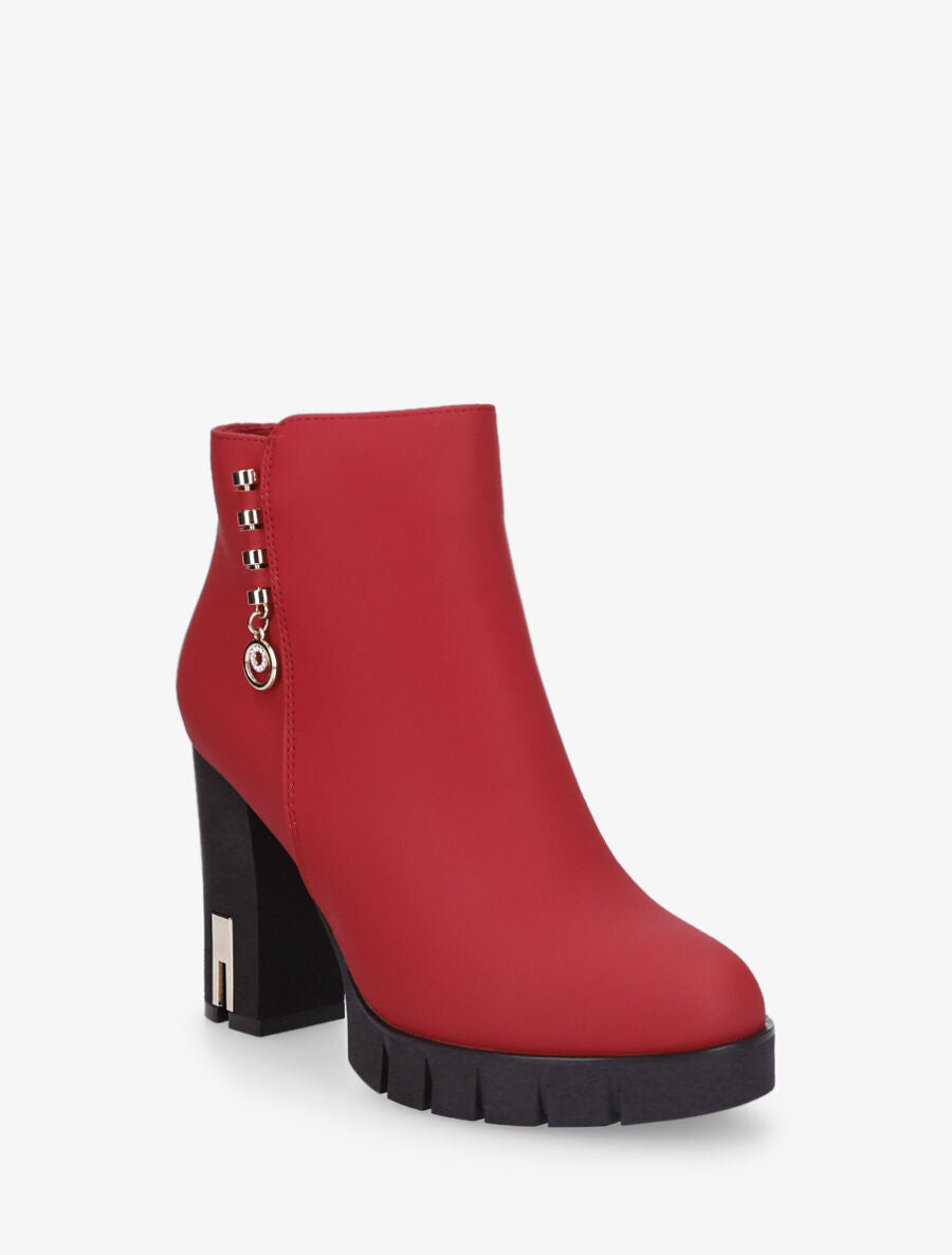 Bottines en simili à bijou - Rouge - 2