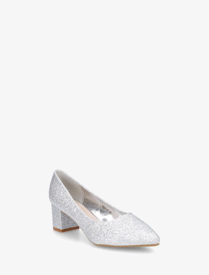 Escarpins pointus à paillettes - Argent - 2