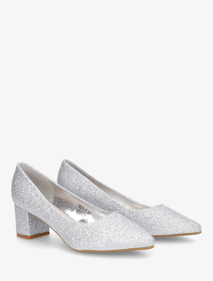 Escarpins pointus à paillettes - Argent - 4