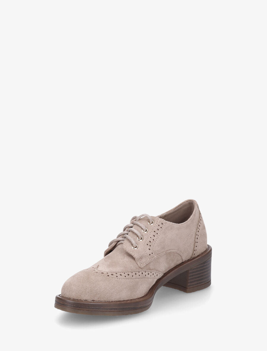 Derbies en suédine à talon - Beige - 3