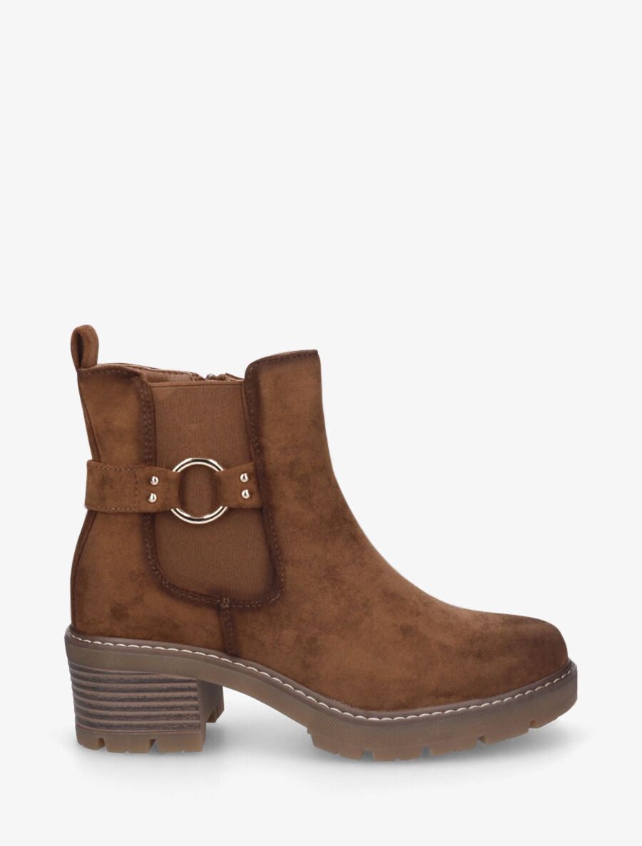Bottines en suédine à boucle ronde - Marron - 1