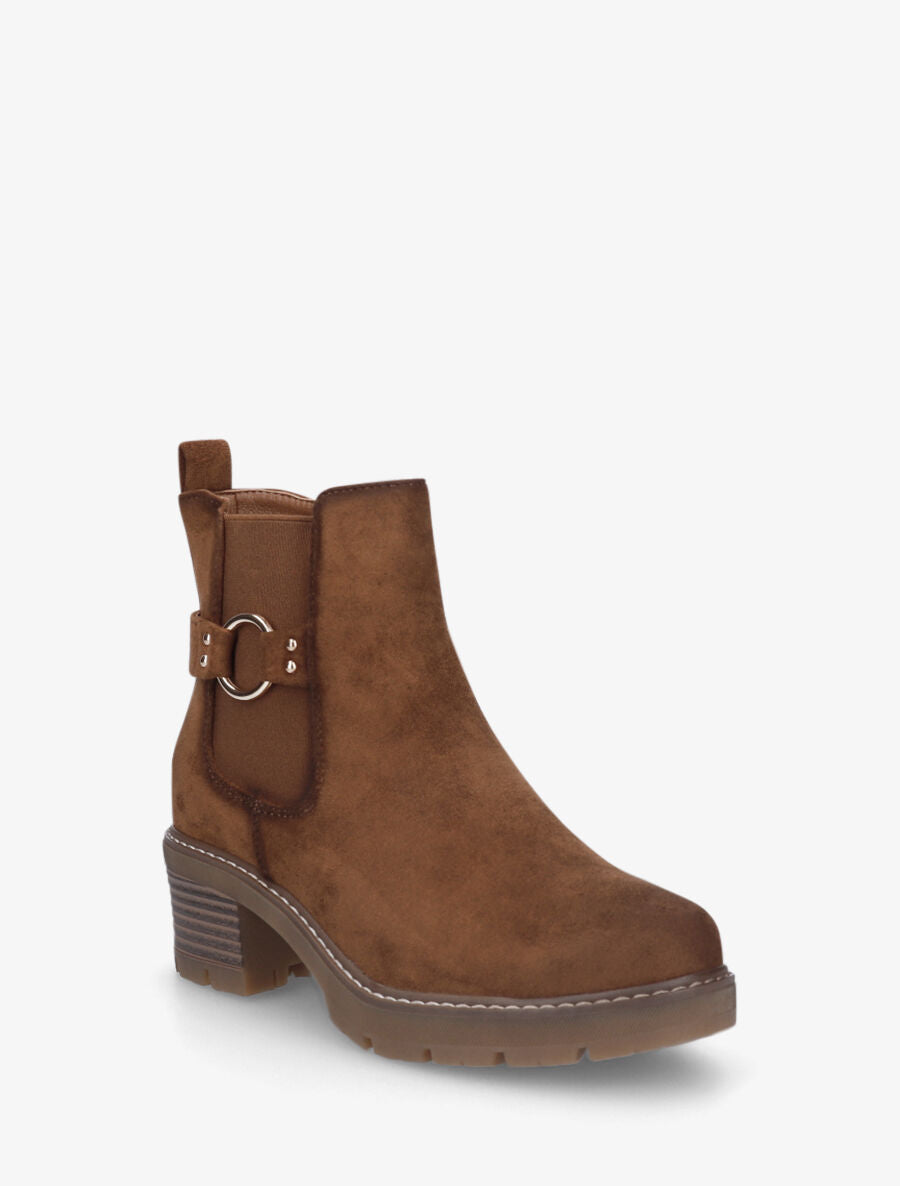 Bottines en suédine à boucle ronde - Marron - 2