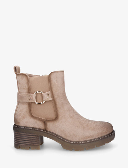 Bottines en suédine à boucle ronde - Beige - 1