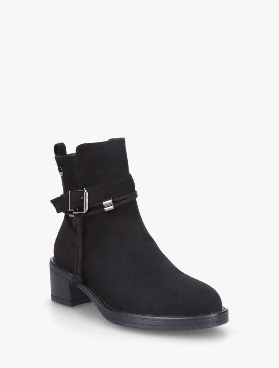 Bottines en suédine à corde - Noir - 2