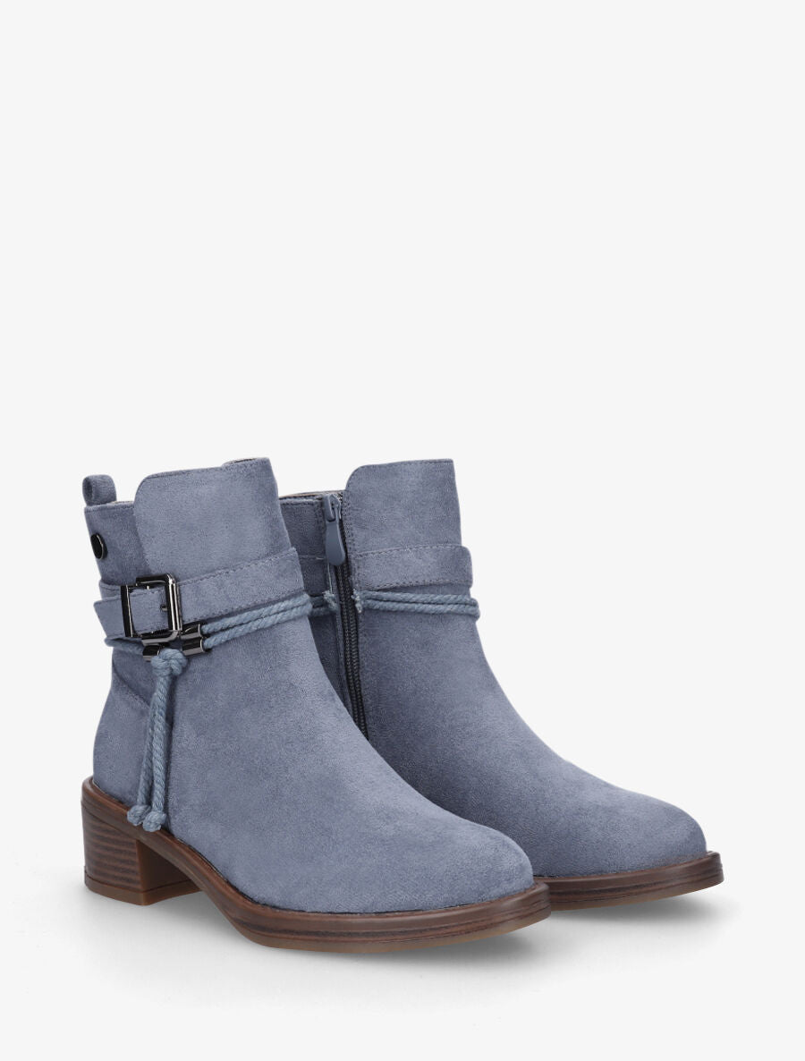 Bottines en suédine à corde - Bleu gris - 4