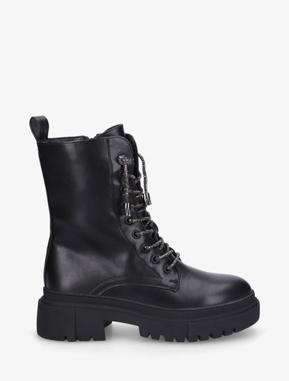 Bottines montantes à lacets strassés - Noir - 5