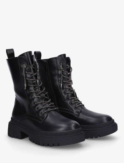 Bottines montantes à lacets strassés - Noir - 4