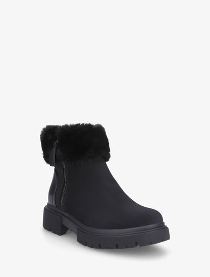 Bottines en suédine à revers en fausse fourrure - Noir - 2