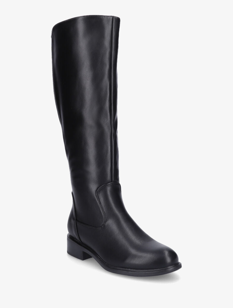 Bottes élastiquées classiques en simili - Noir - 2